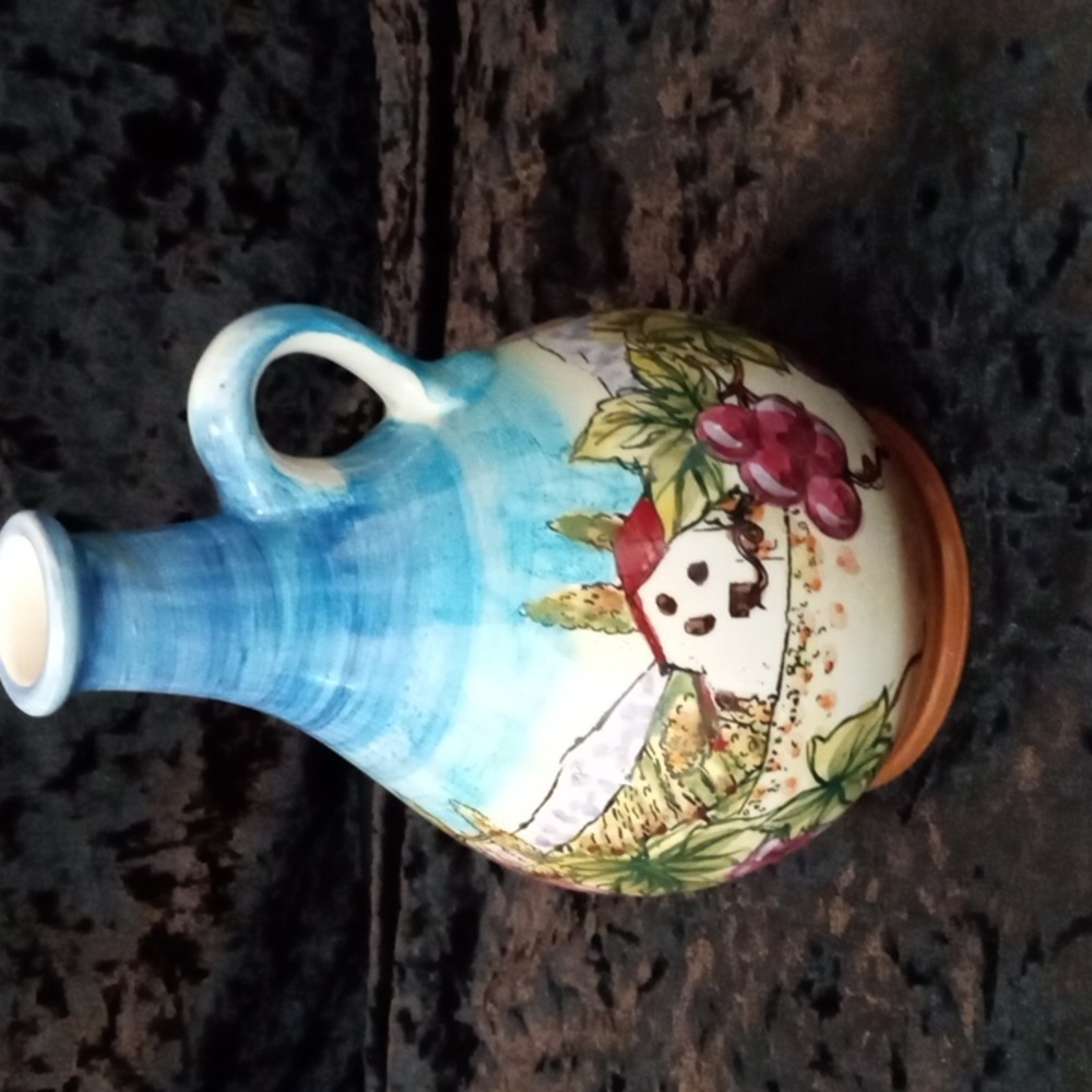 Beautiful Vineyard Ceramic Wine Jug/Deco Accent